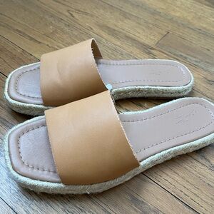 Woven nude slide sandal